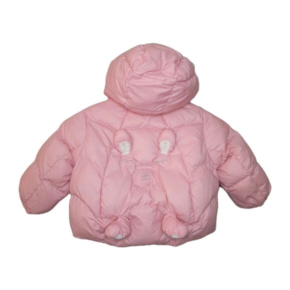 Balabala Jacket Pink Baby Suze 90 52 Hooded Puffer With Cute Bear Back Soft - Picture 9 of 12